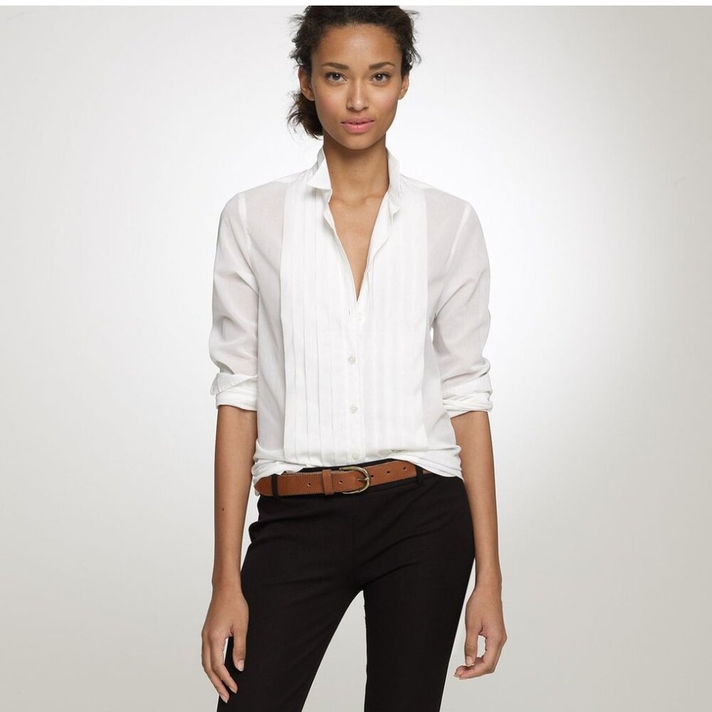 Thomas Mason for J. Crew Women's Tuxedo Shirt, White, Size 6